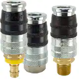 派克E-z-mate 系列快換陰接頭，扭轉(zhuǎn)開關(guān)空氣流通，符合 ISO 4414 排氣要求